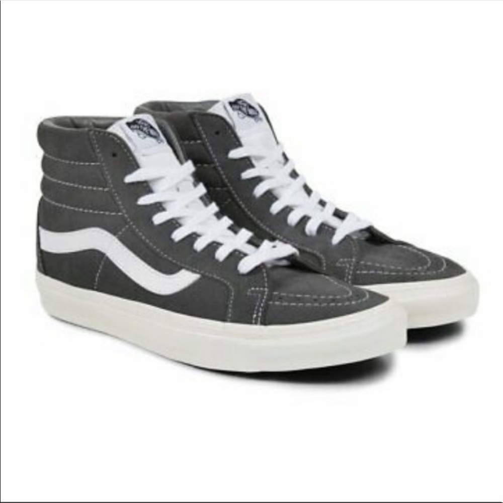 Vans Sk8-Hi Reissue Retro Sport Sneakers in Gunmetal Gray and White Size 11